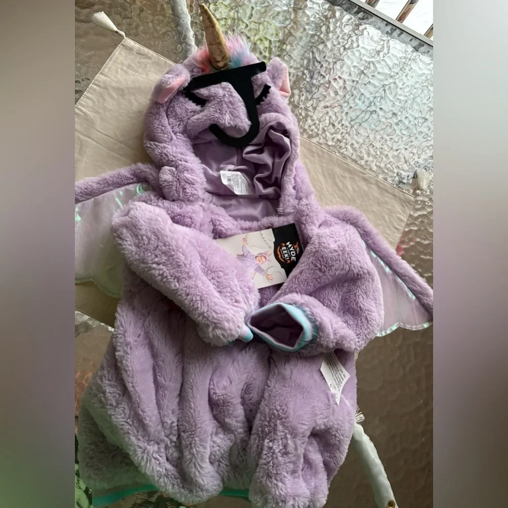 New- Toddler whimsical Rainbow Fleece   Unicorn Hooded Coat - Sweater Pullover